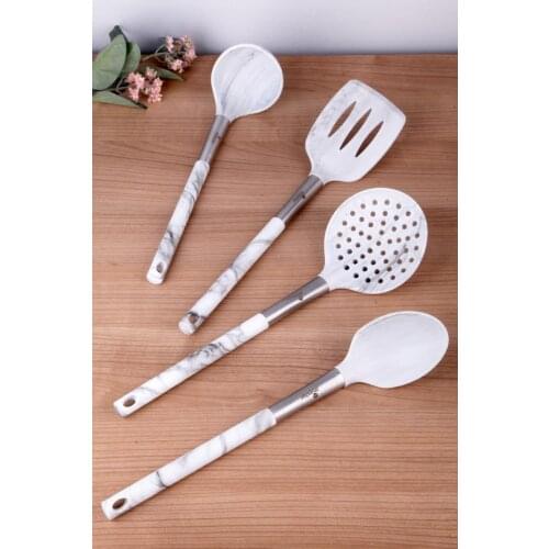 Vipgross Marble Pattern 4 Piece Ladle Colander Set kitchen mother presentation tray storage container plate dust cover spice coo
