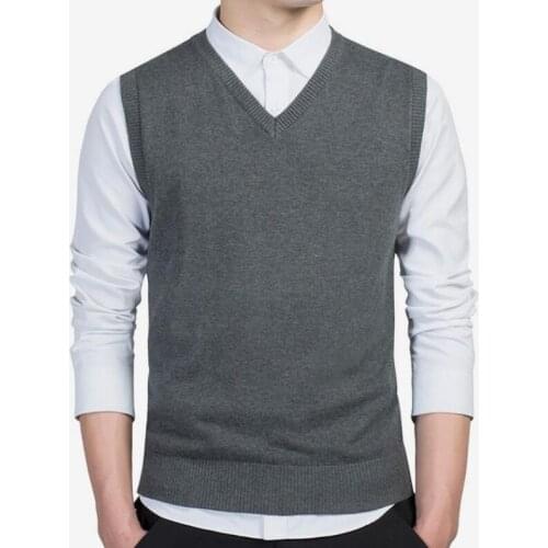 2020 New Cotton Sweater Men Autumn Warm Mens Sweaters Classic V-Neck Sleeveless Vest Pull Homme Winter Mens Clothing