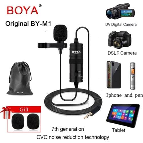 New BOYA BYm1 Lavalier Youtube Audio Recorder For iphone/sony Canon Nikon iOS Android Zoom Camcorder DV DSLR camera Smartphone