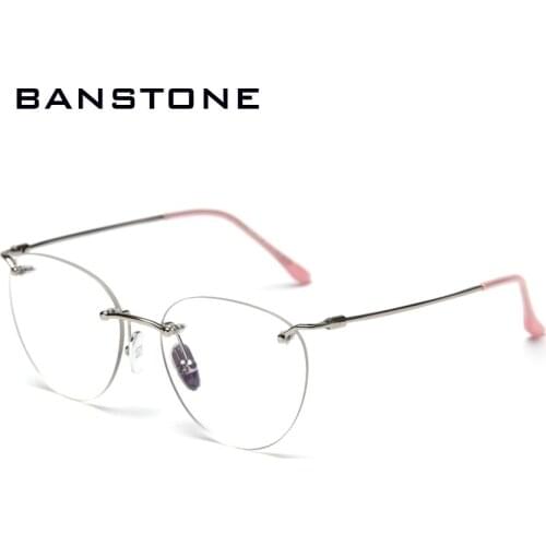 Rimless Glasses Frame Women Titanium Alloy Ultralight Eyeglasses Prescription Frameless Cat Eye Eyewear Myopia Optical Frame