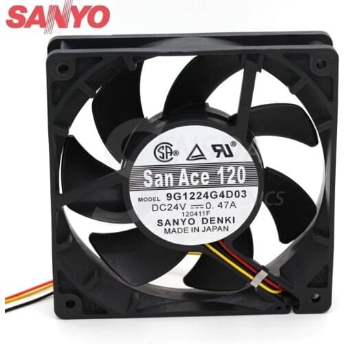 Original For Sanyo 9G1224G4D03 12025 24V 120mm 12CM 0.47A 3P axial cooling fan