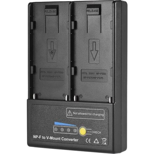 Andoer NP-F to V-mount Battery Converter Adapter Plate with Dual Slot for NP-F550 NP-F750 NP-F970 Series
