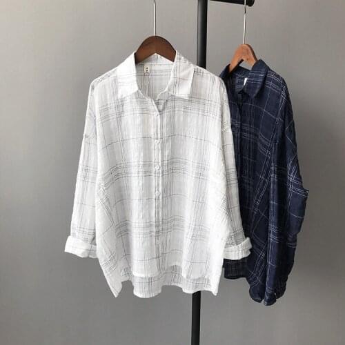 Plus-size 2017 COTTON Plaid summer spring autumn style new fashion women tops full sleeve ladies polo shirts AU0054