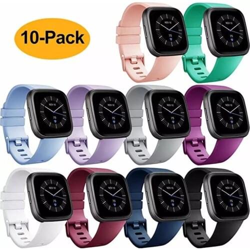 10pcs Original Replacement Band For Fitbit Versa / Versa 2 Soft Silicone Waterproof Wrist Accessories Watch Strap For Versa 2