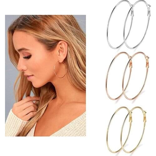 3 Pair/Set Pair Fashion Women Girl Trendy Large Hoop Earrings Big Smooth Circle Earrings Brand Loop Earrings Jewelry
