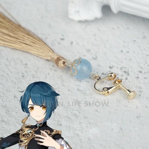 Genshin Impact Xingqiu Tassel Pendant Earring Cosplay Ear Clip