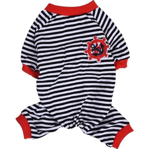 Cute Pet Dog Pajamas Jumpsuits Puppy Clothes Cotton Stripe Pet Shirt