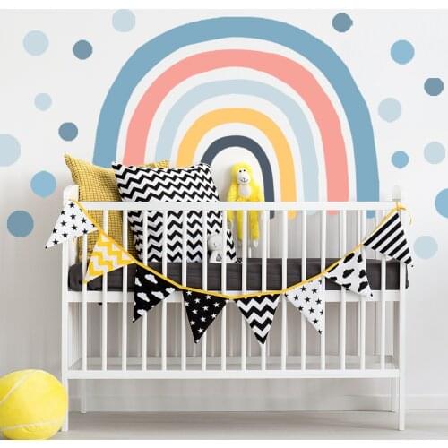 Rainbow Cartoon Sticker Wall Stickers For Children Bedroom Background Wall Sticker Removable Environmental Protection Decoration