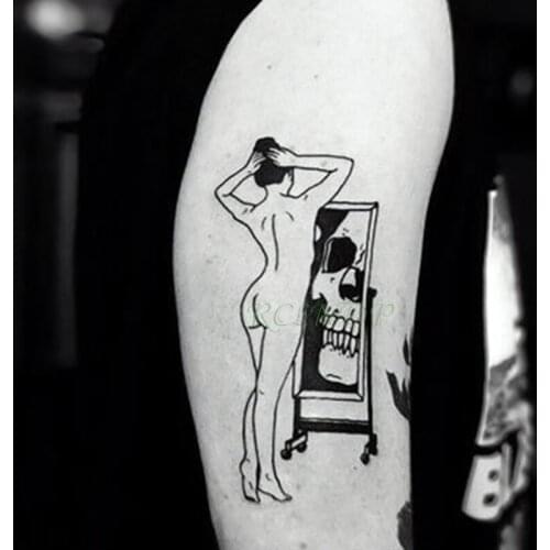 Waterproof Temporary Tattoo Sticker elegant dance lady mirror tatto flash tatoo fake tattoos for girl men women