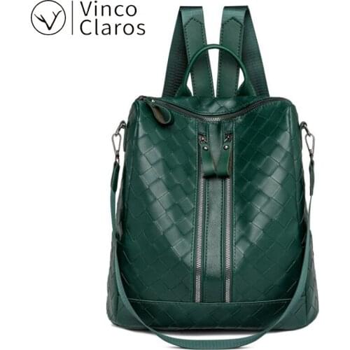 High quality PU leather backpack purse for women travel designer Rhombic lattice bag large capacity cute mochilas para mujer