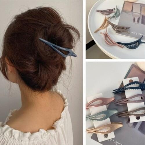 1pcs Korean original temperament Morandi color hairpin top clip Fashion design color dripping plastic duckbill clip For Women