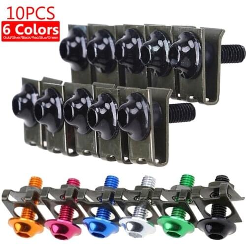 10Pcs M5 Motorcycle Aluminium Alloy Bolts Speed Fastener Clips Screw Spring Nuts