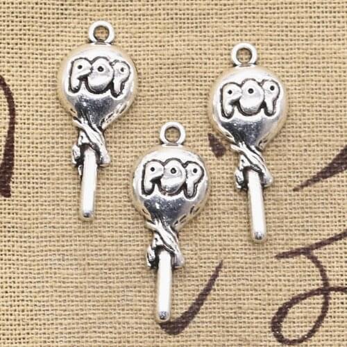 10pcs Charms Pop Lollipop Sweet 31x13mm Antique Making Pendant fit,Vintage Tibetan Silver color,DIY Handmade Jewelry