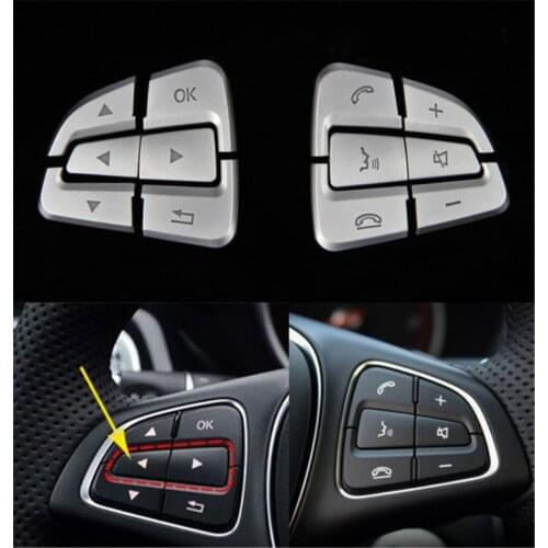 For Mercedes Benz A B CLA CLS GLE GLS Class 2015 2016 12pcs ABS Car Steering Wheel Button Switch Trim Cover Sticker