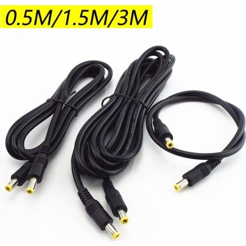 12V Male To Male Power DC Power Cord Adapter Extension Cable 0.5m 1.5m 3m CCTV Camera Extend Wire 5.5*2.5mm Plug Supply