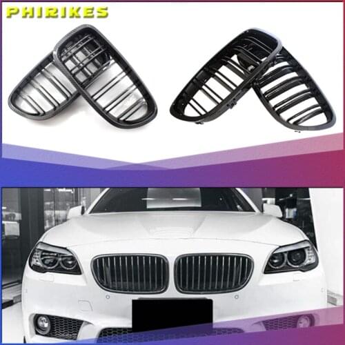 2Pcs Gloss Car Front Grille Wide Kidney Grille Grill For BMW 5 Series F10 F18 2010-2017 Front Bumper Grille