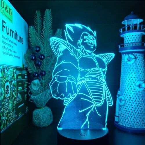Dragon Ball Super Vegeta 3D ANIME LAMP Nightlights 7 Color Changing Dragon Ball Z Lampara Led For Home Decor
