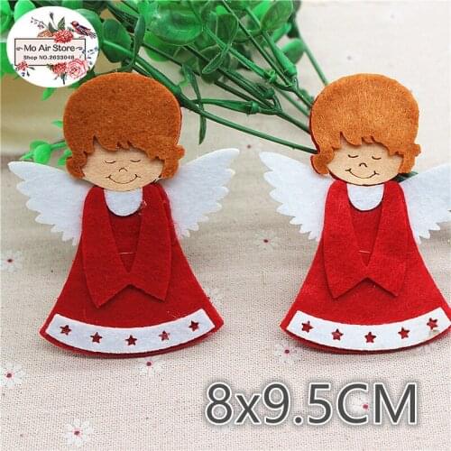 8x9.5CM 5pcs Non-woven patches Christmas Angel Felt Appliques for clothes Sewing Supplies diy craft ornament