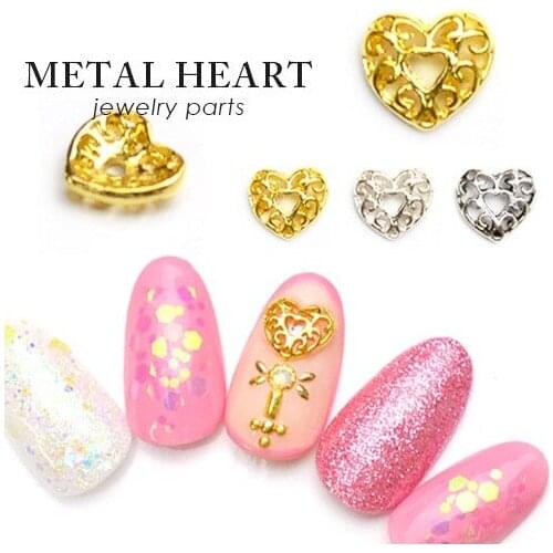 50pcs/pack Japan Korea New Nail Art Alloy Hollow Heart Metal Jewelry Accessories Collections for Women Nail Polish DIY