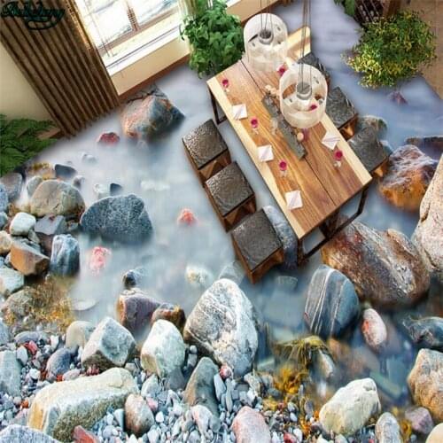 Beibehang Large custom seaside stone cloud 3D floor living room bedroom kitchen bathroom floor decoration painting
