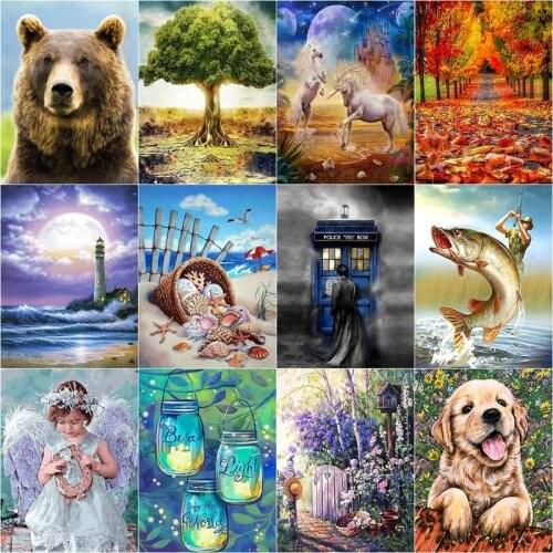 CHENISTORY 5D DIY Diamond Painting Figure Landscape Animal Full Drill Square Picture Of Rhinestone Diamond Embroidery Handmade D