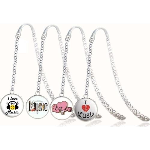 Quote I Love Music Symbol Bookmark Letters Musical Notes LOGO Pendant For Reading Book Mark Notebook Planner Accessories