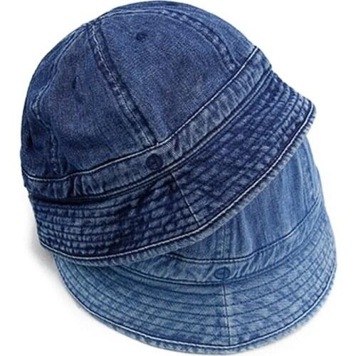 Clape 2021 New Foldable Fisherman Hat Washed Denim Bucket Hats Unisex Fashion Bob Cap Hip Hop Gorros Men Women Panama Bucket Cap