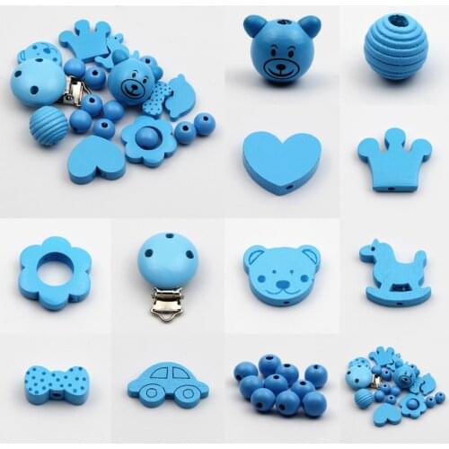 DIY 20Pcs/Set Various Styles Cartoon Wooden Beads For Jewelry Necklace Bracelet Making Pacifier Clip Handmade Woodwork