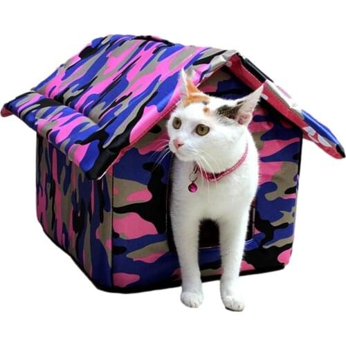 Pet House Dog Cat House Bed Winter Warm Semi-Enclosed House Villa All Seasons Universal Kennel Removable Bed Supplies Dog House