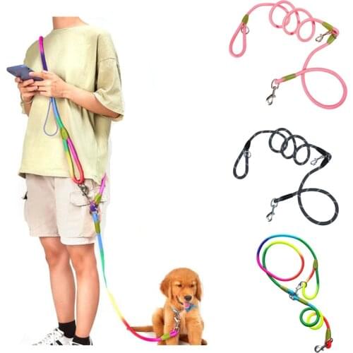 Double-head Nylon Soft Pet Dogs Chain Traction Rope Leads Free Hands Diagonally Dog Rope Explosion-proof Chain for Dogs