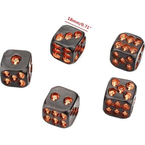 5pcs/set 18mm Skull Bones Dice 6 Sided Resin Skeleton Dice Pub Party Board Game U7EF