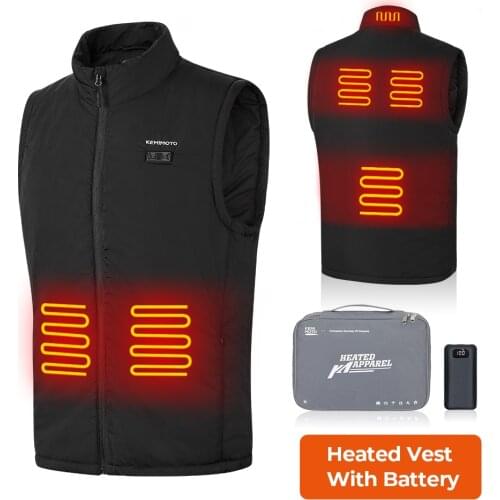 KEMIMOTO Electric Heated Jacket Washable USB Heated Vest Winter Battery Motorcycle Skiing Bike Hiking Temperature adjustable