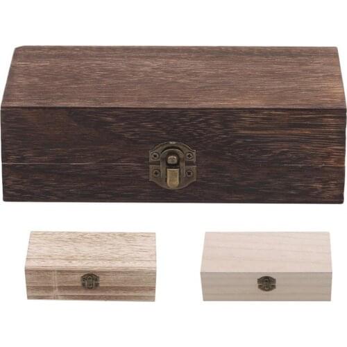 Hot Sales Jewelry Box Decorative Retro Wood Solid Color Trinket Case for Table