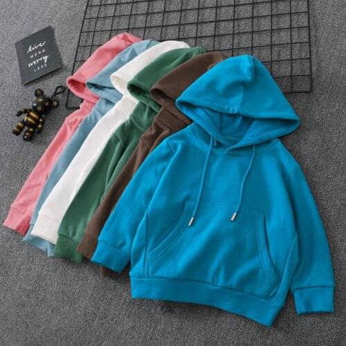 Fashionable Boys Hoodies Autumn Spring Girls Pullover Coats Pure Color Hooded Outerwear Tops for Teenage Cotton Children Clothes