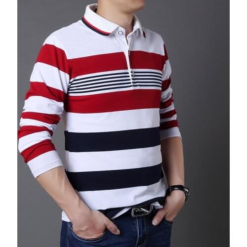Jerseys Polo Masculino Striped Fashion 5XL Polos Classic Hombre Mens Cotton Plus Size Long Sleeves Slim Business Casual