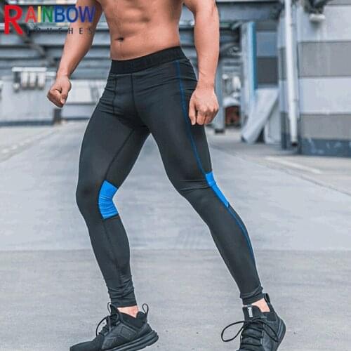 Rainbowtouches Mens Fitness Tights Running Basketball Breathable Quick Drying High Elastic Sports Pants
