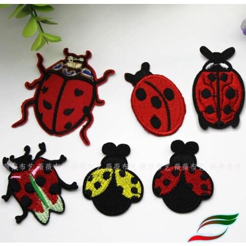 Adhesive Cloth Sticker Embroidery Ladybug Beetle Seven Star Ladybug Insect Accessories Clothes Decoration Patch Applique B445