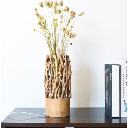 Wooden flower arrangement table lamp Nordic home creative decoration bedroom living room flower arrangement LED table lamp WF103