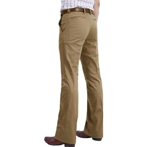 2019 Spring new flared pants Mens casual pants British leisure kahki color hot feet trousers