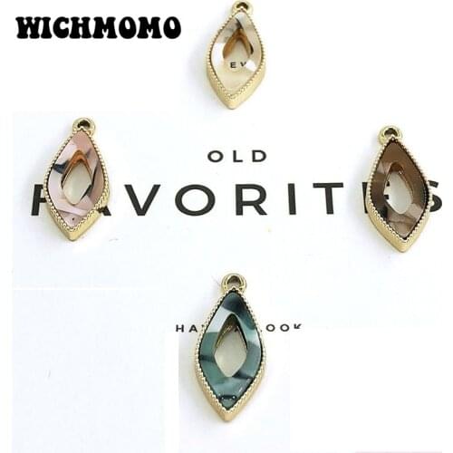 New 6 Pieces/bag High Quality Zinc Alloy Inlay Acrylic Drop Water Charms Pendants for DIY Earrings Necklace Jewelry Accessories