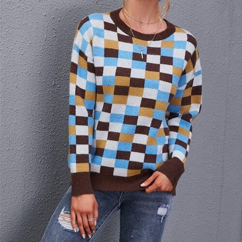 Autumn Winter Knitted Lattice Sweater Women Casual Oversized Pullovers Sweaters Loose Warm Jumper Streetwear Teen Knitwear