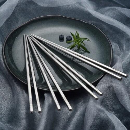 PANPANDA Healthy Heavy Metal-Free Pure Titanium Chopsticks 6 Pairs Gift Set Family TI Chopsticks