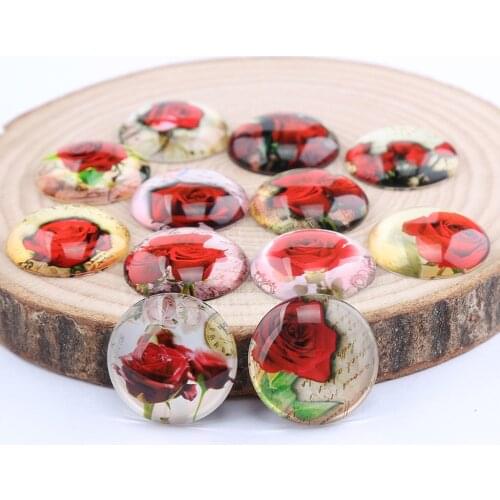 Reidgaller rose photo cabochon glass dome round 12mm 20mm 25mm diy jewelry findings for earrings pendants making