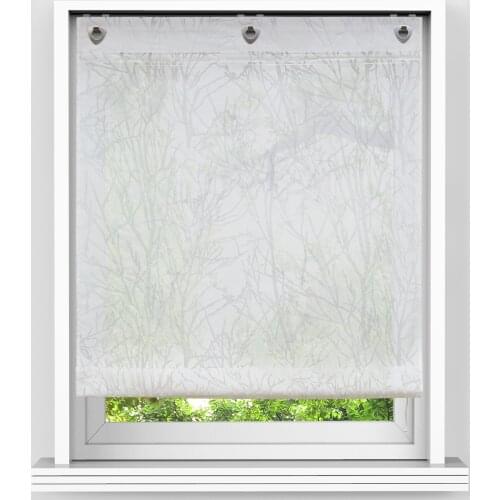 Roman Curtains with U-Shape Hooks Branch Printed Polyester Tulle Panel Drapes for Home Kitchen Decor