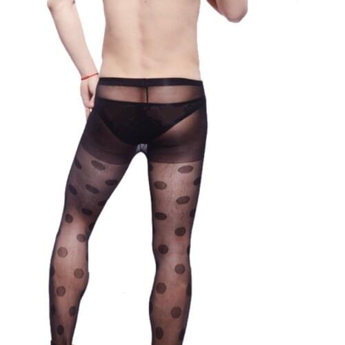 SHENGRENMEI Mens Tights Sexy Pantyhose Porno Male Underwear Gay Exotic Sexy Lingerie Fetish Dot Hose Transparent Silk Stockings