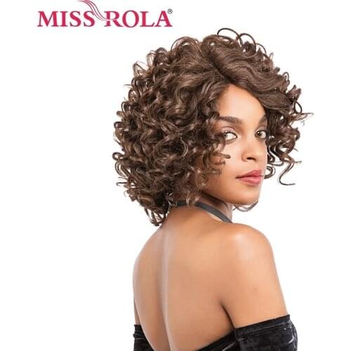 MISS ROLA Synthetic Wigs For Women Short Kanekalon Heat Resistant Fiber Natural Black Daily&Party