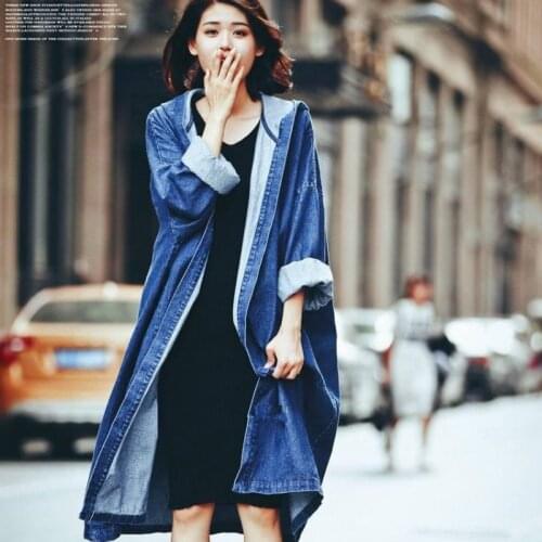 Oversized Loose Trench Coat For Womens Spring Autumn Long Sleeve Hooded Windbreaker Coat Large Size Boyfriend Long Outerwear 68