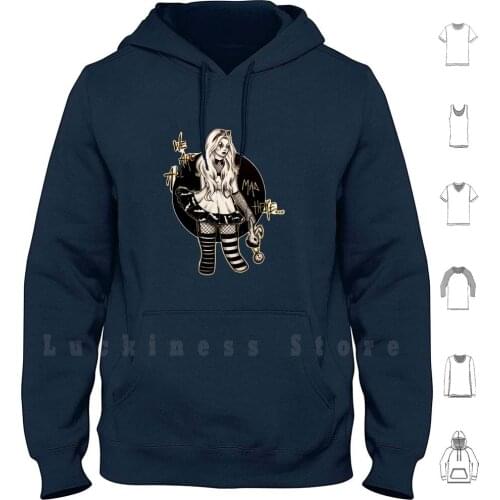 Dark Alice Hoodie Long Sleeve Dark Fantasy Zombie Dark Alive White Rabbit Fanart Creepy Gothic Spooky Bizzarre