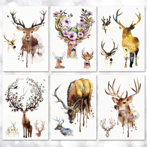 Tree And Deer Temporary Tattoo Stickers Waterproof Women Fake Hand Animal Tattoos Adult Men Body Art