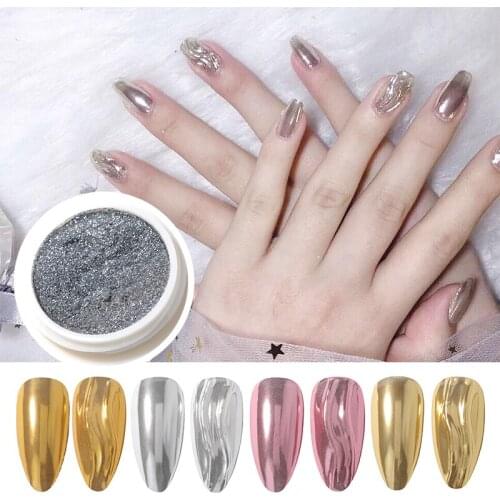 Mirror manicure pigment powder nail polish flash metallic color manicure UV gel polishing rose gold silver decoration